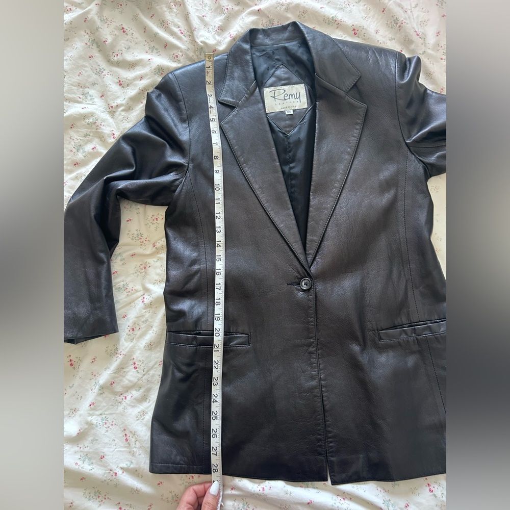 Remy Leather USA Made Fitted Blazer Cut Genuine Leather Jacket Black XS - Picture 8 of 9
